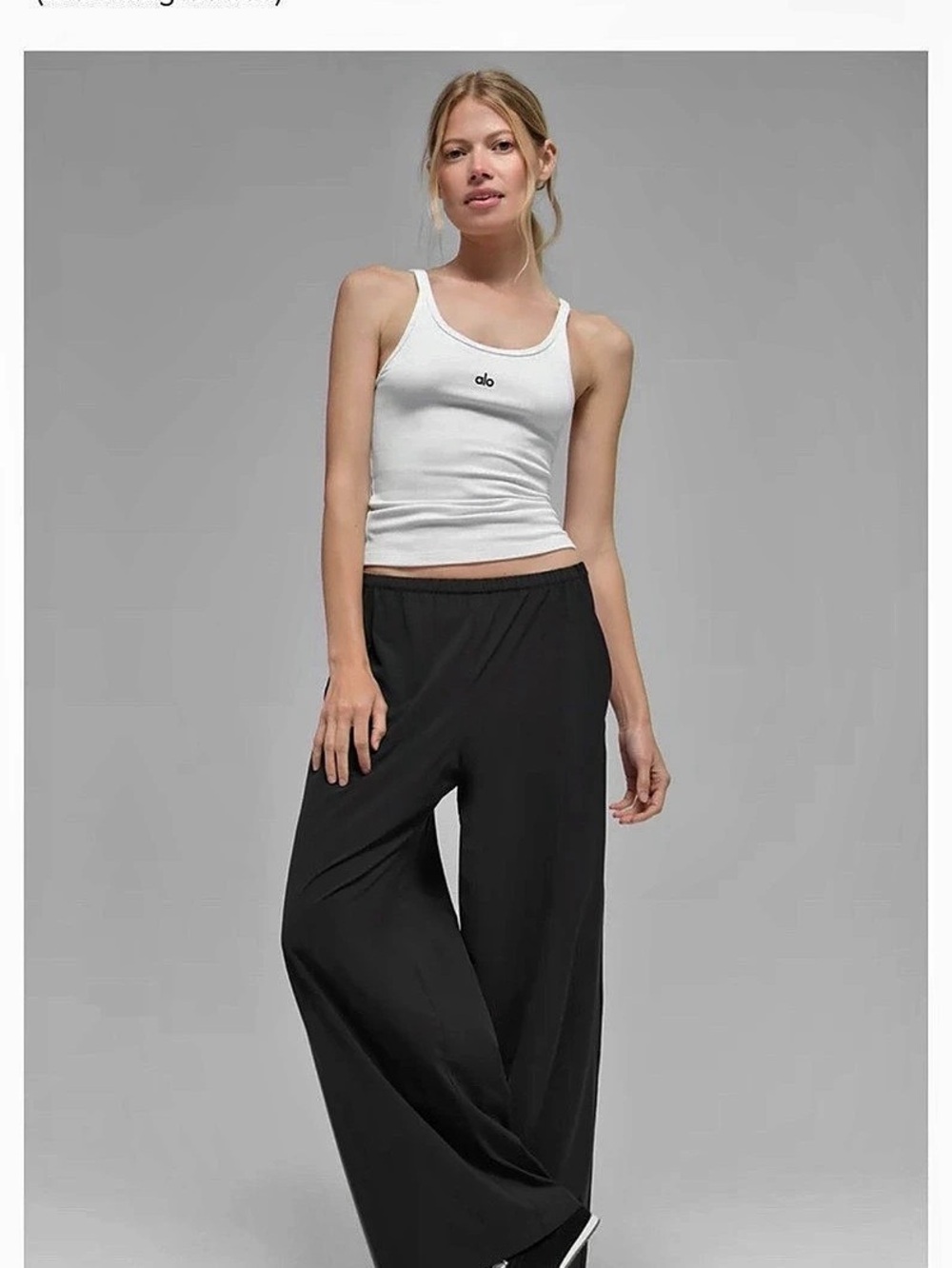 ALO Breezy Wide Leg Pant (Regular) ) Wide Leg Pants in Black